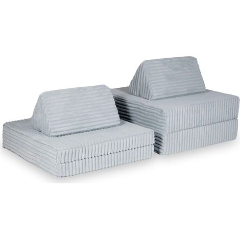 Canapé de jeu Montessori Comfort Waffle gris gaufré (1/3)