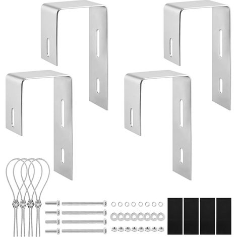 Kit de 4 Supports pour centrale balcon, Crochets angulaires pour modules solaires en acier inoxydable 304 Fixation pour modules photovoltaïques sur balcon avec accessoires de montage (Argenté) (1/5)