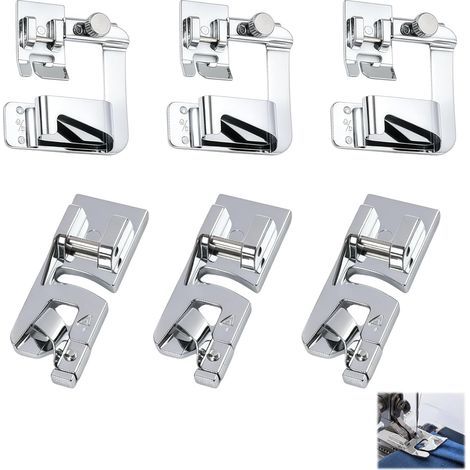 Set di 6 piedini universali in acciaio inox per macchine da cucire - Compatibili con Brother, Singer, Janome e Toyota - Accessori per cucire tutti i tipi di tessuto (1/5)