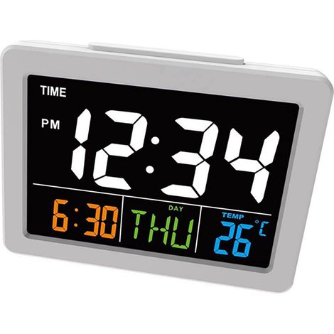 Horloge Murale Numerique - Ecran LCD Grand Format Avec Affichage De La Date Et Du Jour De La Semaine Temperature - Pour Bureau Salon Chambre A Coucher - 1 Piece (1/3)