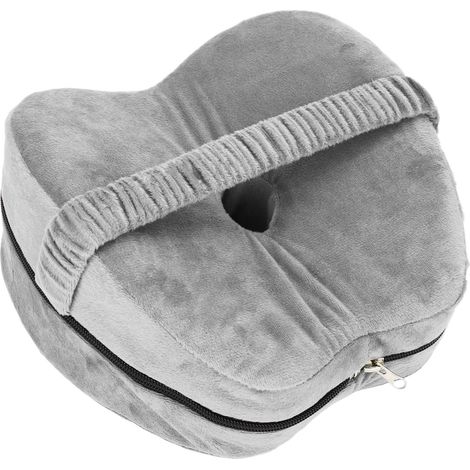 Coussin de Genou en Mousse à Mémoire de Forme, Housse en Coton Extensible, Oreiller de Jambes Ergonomique pour Dormir sur le Côté, Gris, Lot de 1 (1/5)