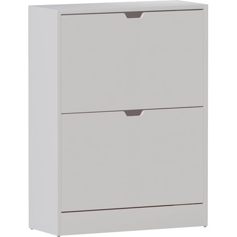 2 Drawer Shoe Cabinet Hallway Storage Cupboard Stand, 100% FSC, White