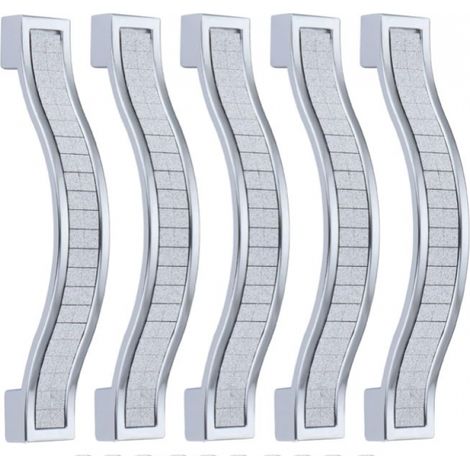 Lntyq Schubladengriffe aus Legierung mit Strasssteinen und Kristallen für Kommoden, Küchenschränke, Schränke, 5 Stück (Silber, 96 MM-5 Stück) (1/3)