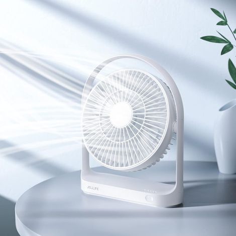 Ventilateur Portable Silencieux de Bureau à Piles, 4 Vitesses, 15 Heures d'Autonomie, Rechargeable USB 4000 mAh pour Chambre/Voyage - Blanc (1/5)