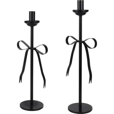 Ensemble de chandeliers noirs (2 pièces), chandeliers en métal, design moderne en forme d'arche, chandeliers de table hauts, objet décoratif. (1/5)