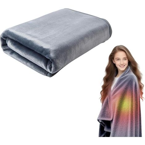 Couverture chauffante USB, 140 x 80 cm, couverture chauffante sans fil, avec 3 réglages de température, chauffage rapide en 15 secondes, sous-matelas chauffant portable pour homme et femme