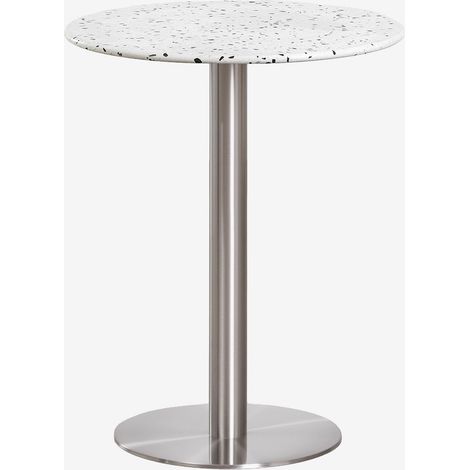 SKLUM Runder Bartisch Ø60 cm aus Terrazzo Xiren Elfenbein-Und-Schwarz-Terrazzo - Gebürstetes Grau (1/5)