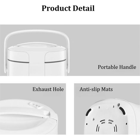 FLITI 1.2L Compact Electric Rice Cooker with White Stainless Steel Steamer Basket for 1-2 People