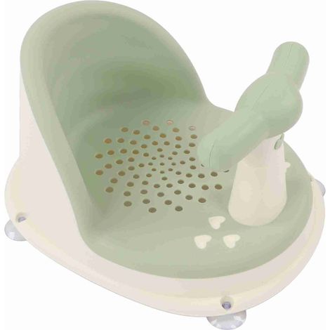 Chaise de douche pour bébé pliable avec poignée amovible douce en polypropylène (PP) hypoallergénique, siège de bain vert pour salle de bain (1/5)