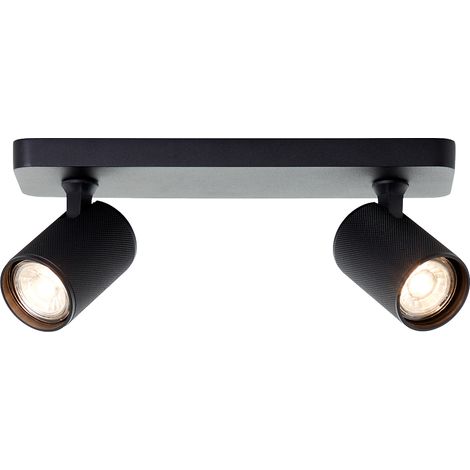 Lampe Brilliant Spot barre LED Marty 2 ampoules sable noir métal noir 2x GU10, 10 W, ampoules LED incluses et remplaçables (1/5)