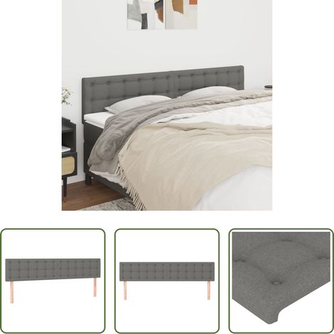 vidaXL Cabeceros tela gris oscuro 180x5x78/88 cm (1/5)