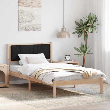 Estructura de Cama con Cabecera Tapizada Negro 100 x 200 cm