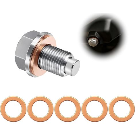 Bouchon Vidange Huile Moteur, Bouchon de Vidange d'Huile, Boulon de Vidange en Acier Inoxydable avec Joint Torique en Cuivre pour Carter d'Huile de Moteur Automobile (m14x1.5) (1/5)