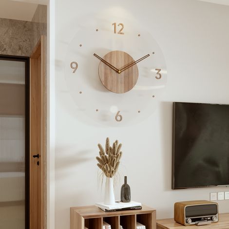 Uhr, Wanduhr, geräuschlose minimalistische Quarzuhr aus Massivholz für das Wohnzimmer, elegante Wanduhr (ohne Rahmen), 30 cm Durchmesser.