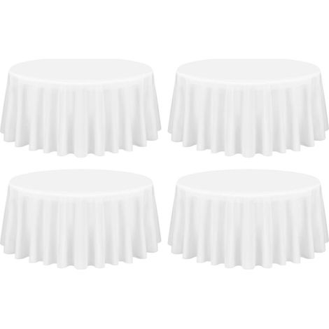 4er Set Weiße Runde Tischdecken 228cm Polyester Waschbar für Hochzeit & Bankett