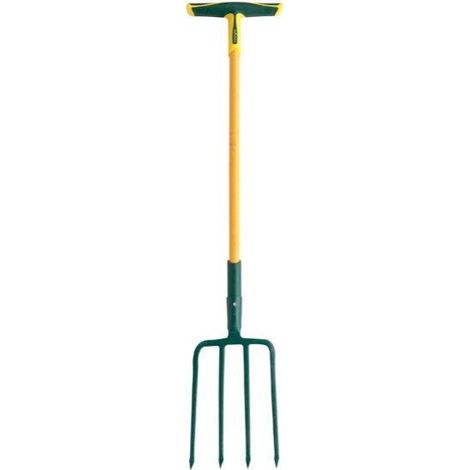 Fourche à bêcher 4 dents carrées - 30 cm manche béquille en fibre - Leborgne (1/7)
