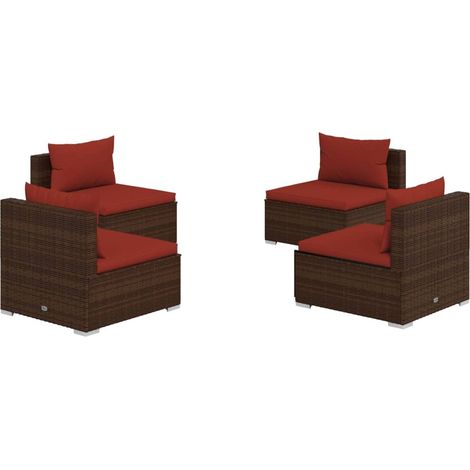 Maison Exclusive - 4-tlg. Garten-Lounge-Set mit Auflagen Poly Rat (1/5)