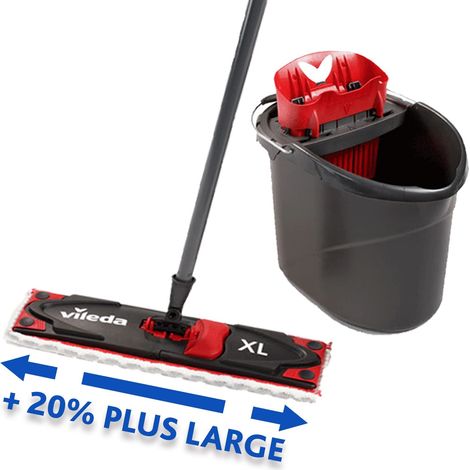 Balai Plat Ultramax XL - Serpillière en Microfibres 20% Plus Large pour Un Nettoyeur Sol Efficace Ultramax Complet avec Seau et Manche - Joint Flexible à 360 Degrés (1/5)