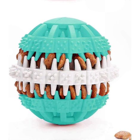 Balle interactive pour chien compatible avec les jeux de mastication et l'entraînement à l'intelligence, jouet dentaire en caoutchouc de 7 cm, compatible avec les chiots et les chiens adultes. (1/5)