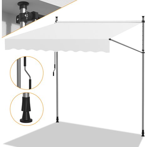 Jiubiaz Klemmmarkise mit Handkurbel, 300x120cm Balkonmarkise, UV-beständig 50+ höhenverstellbar Sonnenschutz ohne Bohren für Terrasse und Balkon Creme