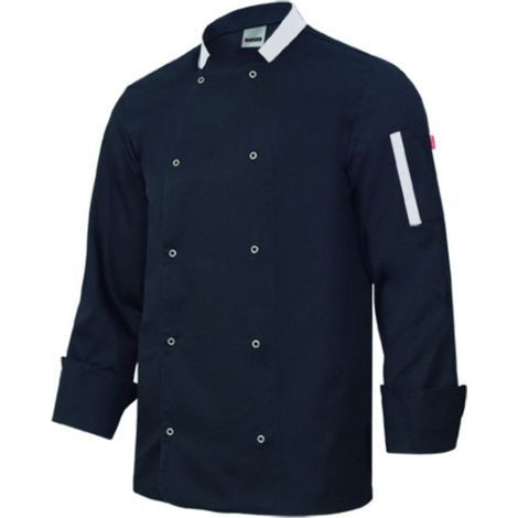 Chaqueta de cocina manga larga con automáticos con detalles de color VELILLA P405206 58 Negro