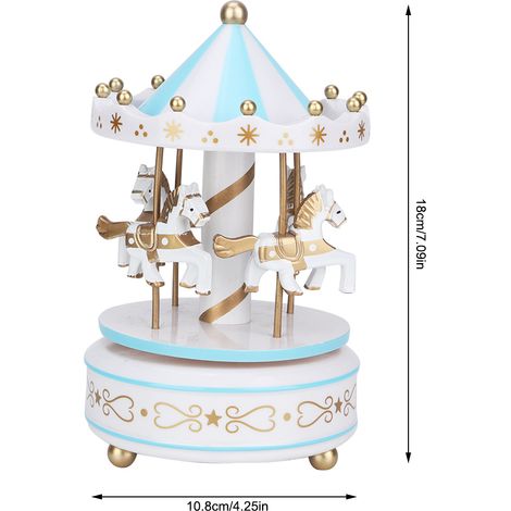 Carrousel musical Merry Go Round - Cadeau de Noël, mariage, anniversaire - Décoration bleue (1/5)