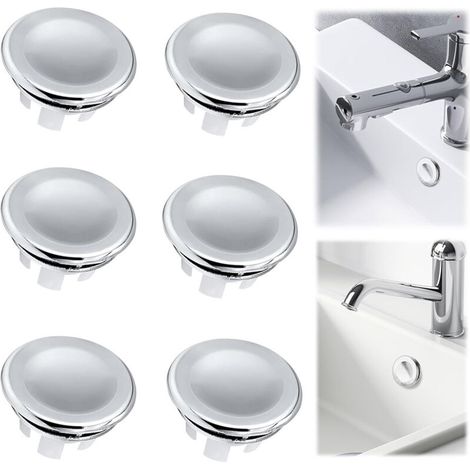 Lot de 6 Bouchons de Trop-Plein placage Débordement d'Évier de Lavage de Salle de Bains de Cuisine Couvercle de Trop-Plein pour Lavabo Bouchon Trop Plein Evier Pour Lavabo,Salle de Bain,Cuisine (1/5)
