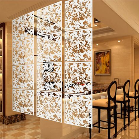12 panneaux de séparation muraux pliables et ajourés, à suspendre, pour décoration DIY, 40 x 40 cm (blanc) (1/5)