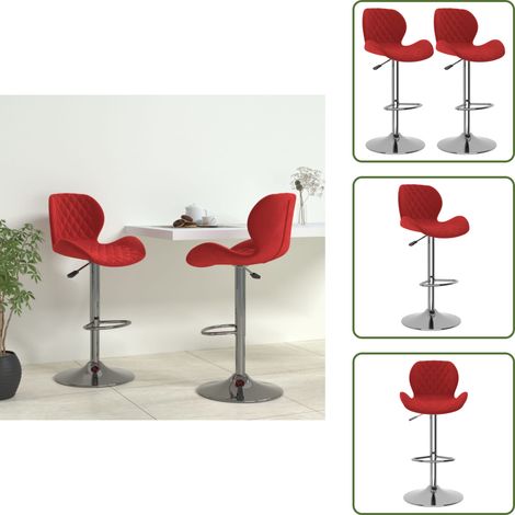 The Living Store Tabourets de bar lot de 2 rouge bordeaux velours - Chaise de bar (1/5)