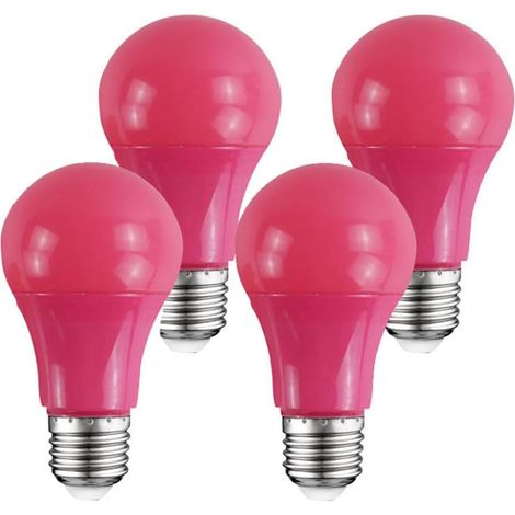 4er-Pack 9-W-A19-LED-Lampen (entspricht 60 W), für Verandabeleuchtung, Partydekoration, Bars und Wohnraumbeleuchtung, E27-Sockel, nicht dimmbar, rosa