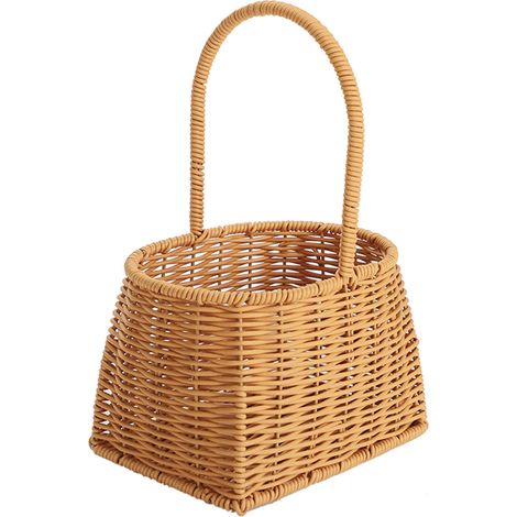 Panier Tressé Portable avec Anse en PP pour Fruits Léganges Cadeaux 19x14.5x28.5cm (1/5)