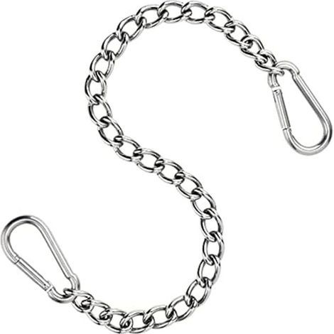 Chaine de Fauteuil Suspendu en Acier Inoxydable 304-66 cm - avec Deux mousquetons - Jusqu'à 250 kg - pour Sac de Sable - Rallonge de Fauteuil Suspendu et hamac (Acier Inoxydable 304) (1/5)