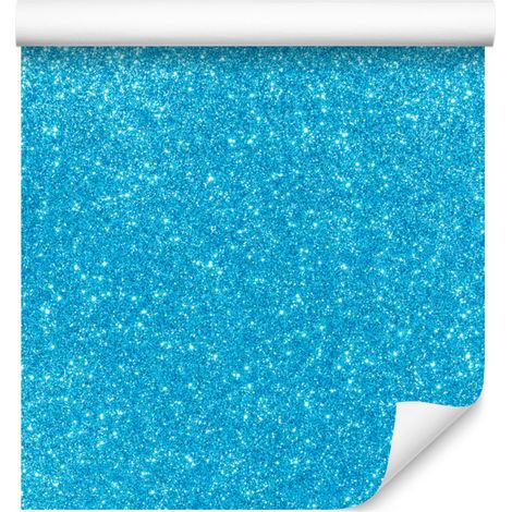 Papier peint à paillettes turquoise, motif turquoise central pour salon et chambre 50x1000 cm (1/5)