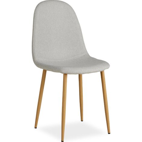 Comoda e moderna sedia da cucina e sala da pranzo in tessuto grigio, gambe in metallo effetto legno CDS06004