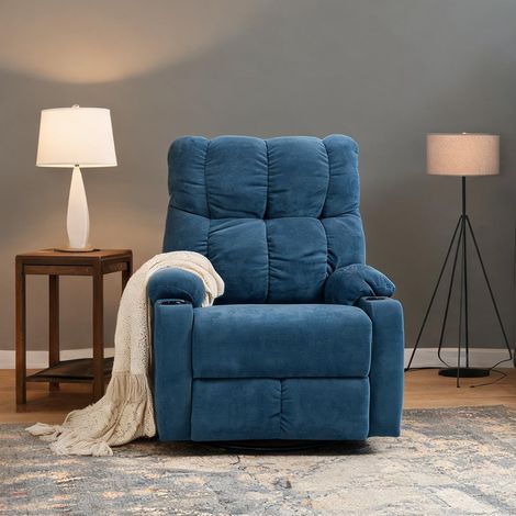 Fauteuil relax coloris bleu en polyester 88 x 96 x 108 cm (1/5)
