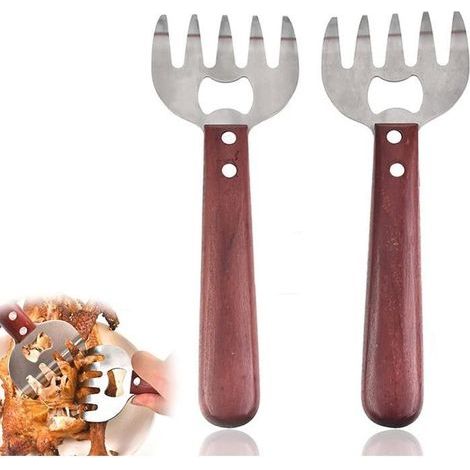 Tritacarne in acciaio inox con artigli per barbecue per separare la carne, 2 pezzi PZCC (1/4)