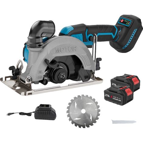 Scie circulaire, moteur sans balais, angle d'inclinaison réglable, Avec 2×Batterie (1/2)