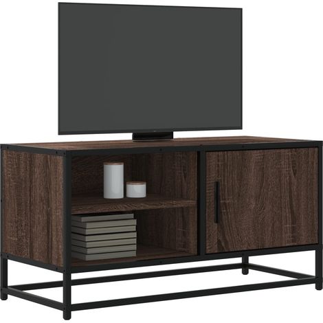 vidaXL Mobile TV Rovere Marrone 80x34,5x40cm Legno Multistrato Metallo
