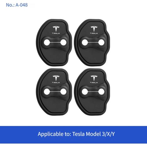 (tesla-4pcs) Protection en caoutchouc pour verrou de portière Tesla : coussinet antichoc et antirouille, accessoires auto