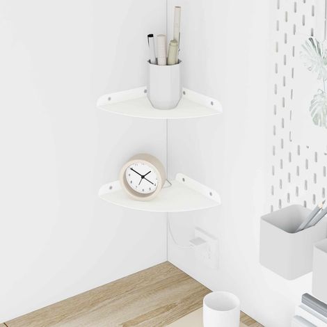 vidaXL Mensola Galleggiante per Angolo 2 pz Bianco 18 x 18 x 2 cm