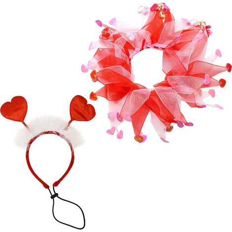 [Zweiteiliges Valentinstag-Set] Valentinstag-Dekorationsset für Haustiere: Schal, Stirnband und Party-Dekorationsaccessoires für Hunde. (1/3)
