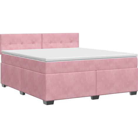Maison Exclusive - Letto box spring con materasso Rosa 160 x 200 cm Velluto (1/5)