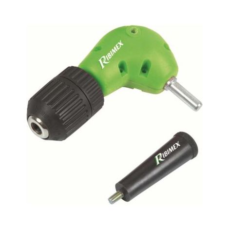 Ribimex – Mandrin d'angle 90° auto-serrant 10 mm – Accès facile aux endroits étroits – Compatible avec perceuses Ø 9 mm – Poignée réversible incluse (1/2)