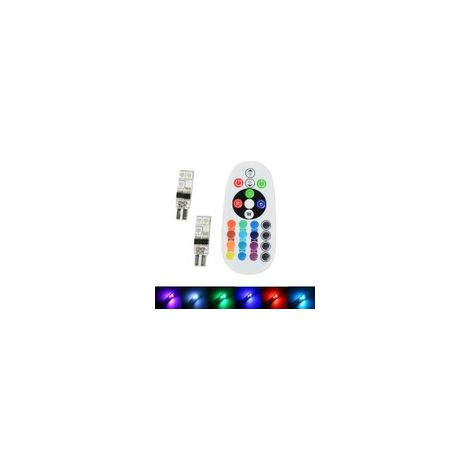 Pack 2 Ampoules 6 LED RGB - W5W controlé par télécommande - 12V