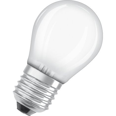 OSRAM LED Star Classic en forme de mini bouclassique, 5,5 W / 806 lm, lumière blanc froid (4000 K), CRI 80, en verre dépoli sans plomb, culot E27, IP20, EEK D, diamètre 45 mm.