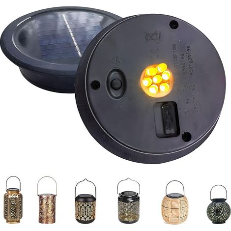 Pièces de rechange pour lampes solaires 9,1/11 cm, 2 pcs couvercle de rechange pour lampes solaires, 1200mA IP65 module solaire de rechange pour lampe de jardin, couvercle de rechange solaire, pièces (1/5)