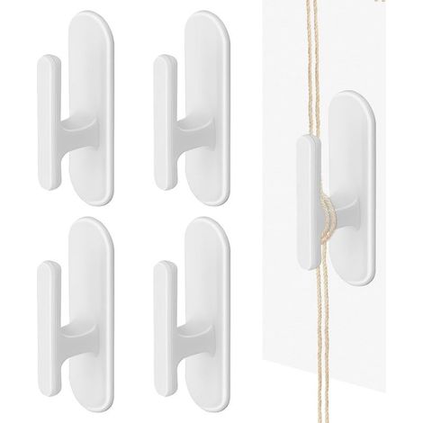 Set of 4 Adhesive Hooks for Blind Cords, Adhesive Hooks for Blind Cord Winders (White) (1/5)