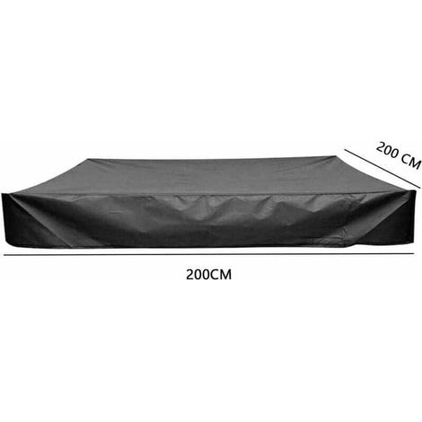 Funda para arenero, Oxford impermeable y antipolvo, con cordón, para arenero, piscina, jardín o granja. (200 Negro) (1/4)