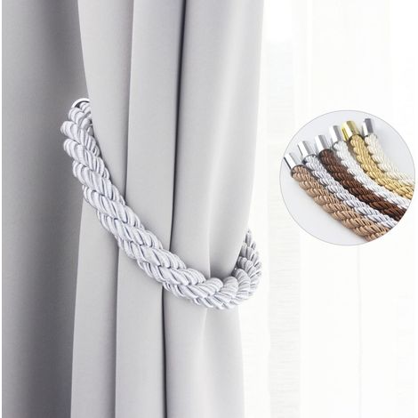Attache Rideau Magnetique - Corde Tressee Polyester 51 cm - Pour Fenetre Maison Bureau - Lot de 2 (1/5)