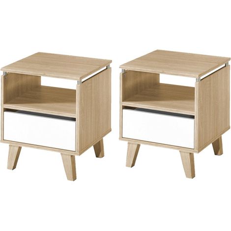 TOPKIT Tables de chevet avec 1 tiroir 2166 - 2 unités Tables de chevet Table de chevet chêne blanc (1/5)
